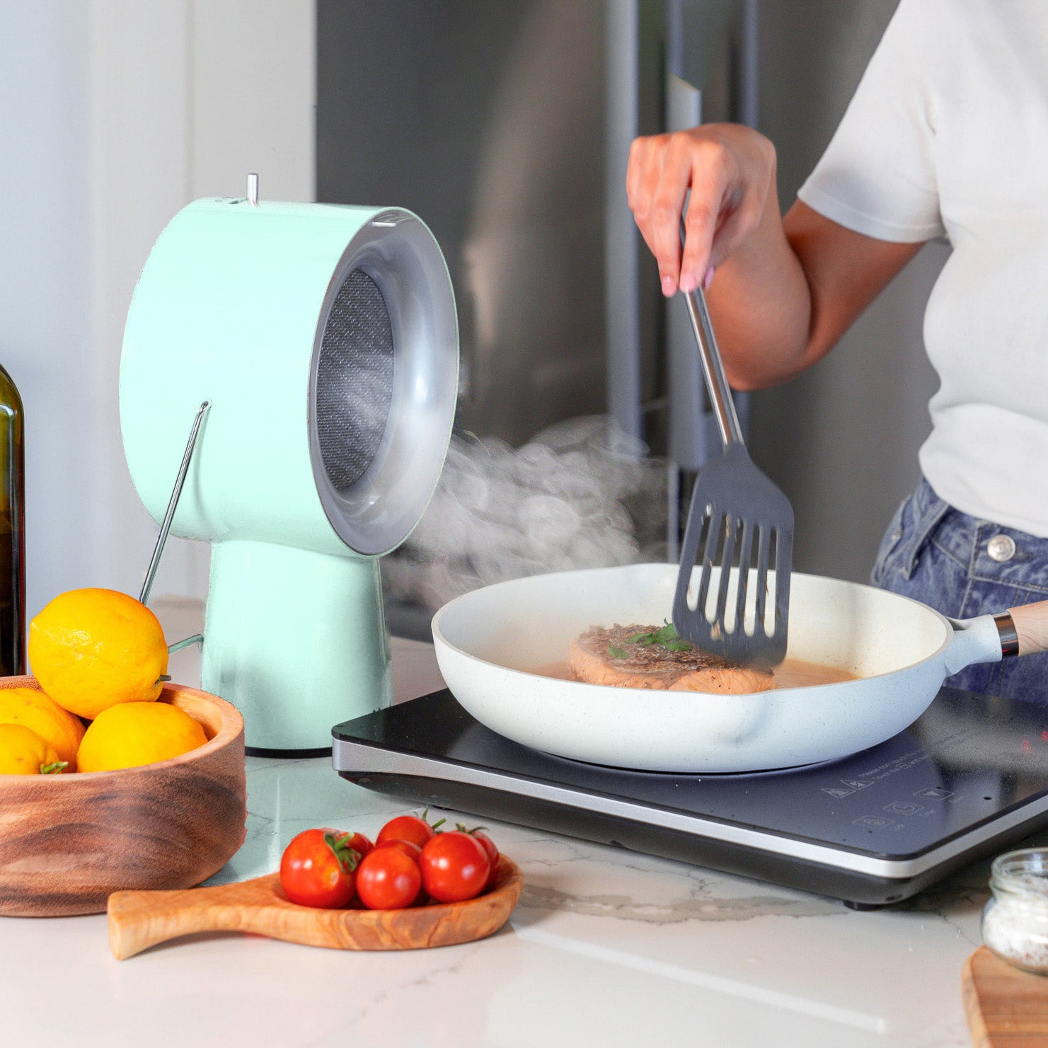 AirHood® Wireless | The World's First Portable Kitchen Air Cleaner  Mint Green