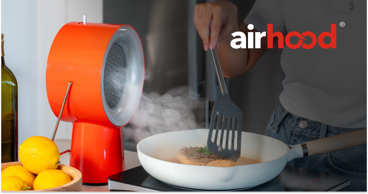  AirHood Wireless, World's First Portable Kitchen Air Cleaner  with 5 Activated Charcoal Filter & Stainless-steel Oil Filter, Ventless,  Easy to Clean